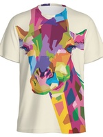 Youngla Man T-Shirt Trend Giraffe Pattern Printed Short-Sleeved Summer Outdoor Casual Design Large Size Versatile Men's T-Shirt