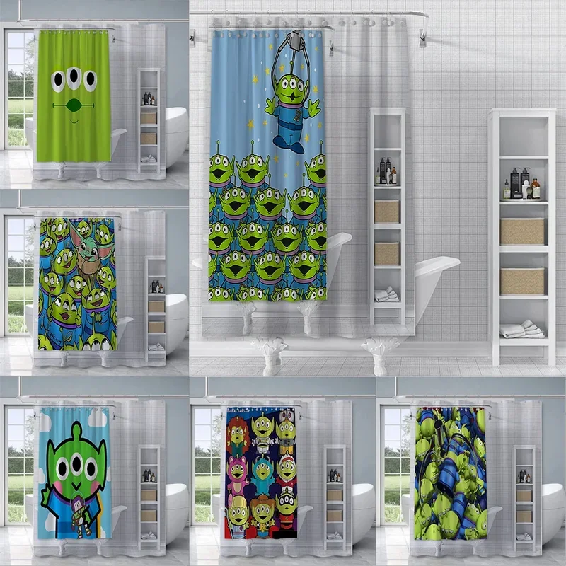 Toy S-Stories A-ALIENS Shower Curtain Waterproof Polyester Fabric Paint Colorful Bath Curtains Home Bathroom Decor Curtain@0 #