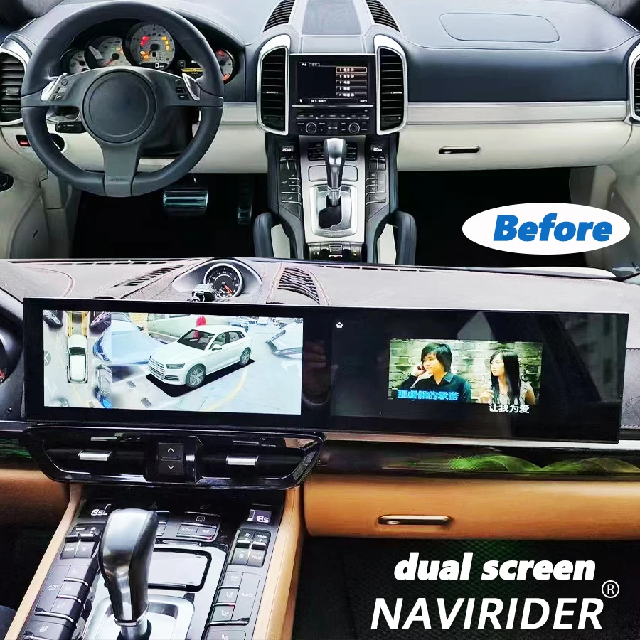 Android Multimedia Video Player For Porsche Cayenne 2011-2017 Upgraded Interactive Dual Screen 12.3 Inch+12.3Inch 8+128G Carplay