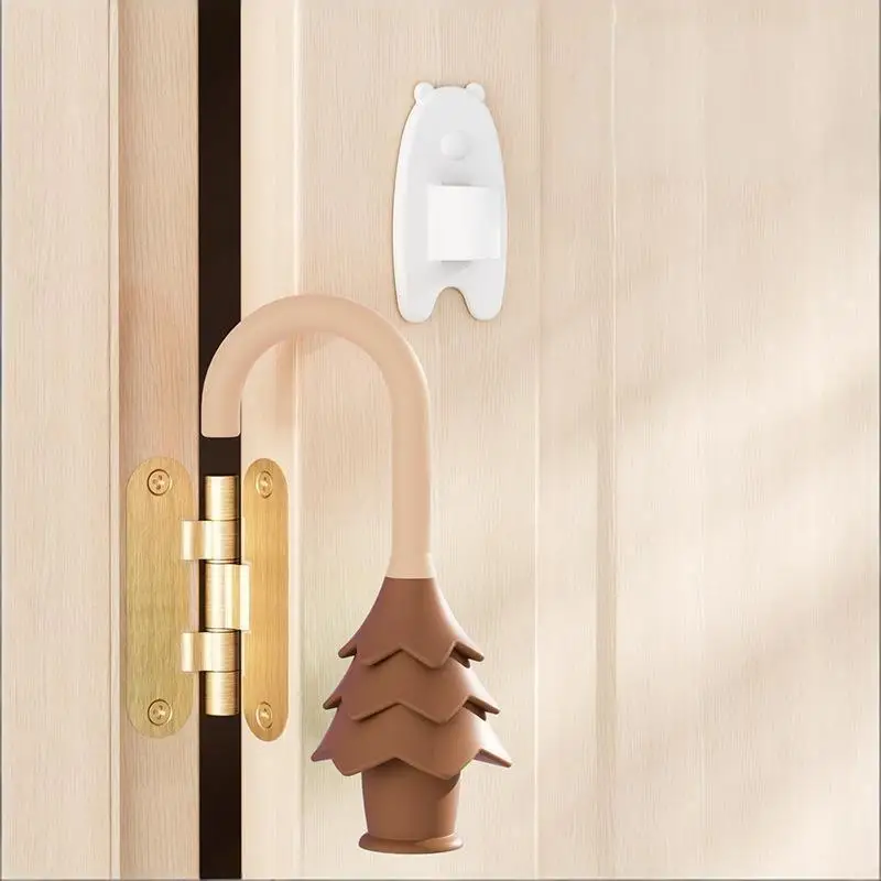 Soft Silicone Door Stopper With Cute Pine Tree Design And Anti Pinch Feature Perfect For Baby Safety Home Daily Use