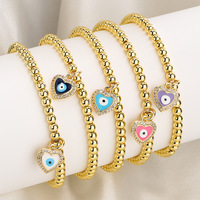 High Quality Colorful Zircon Turkish Evil Eye Bracelets Bohemian Oil Dripping Pendant Bangles Dating Jewelry