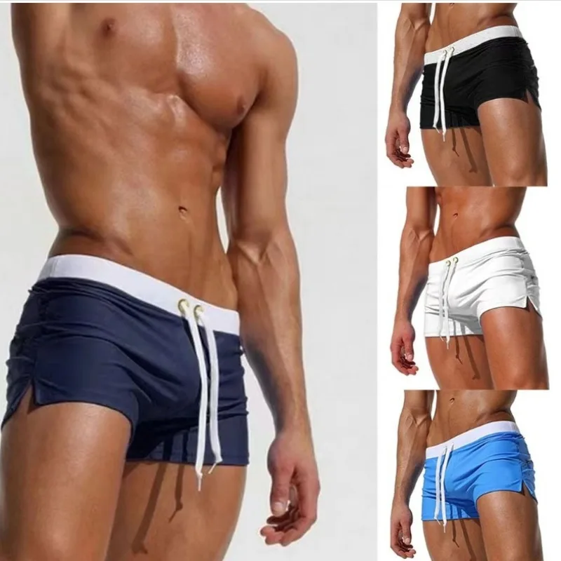 

Mens Solid Color Anti Embarrassment Anti Light Shorts Tether Tight Sports Quick Drying Pants