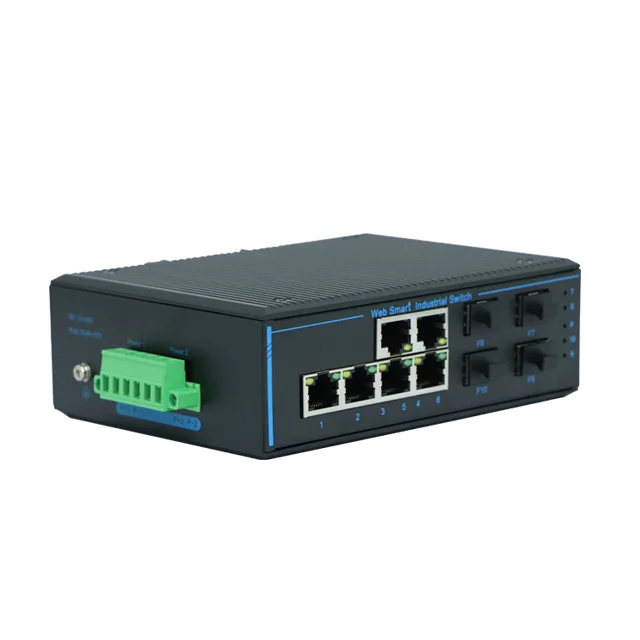 hit productWEB Management Industrial Ethernet Switch 4 SFP Slot with 6 RJ45 Ports DIN 35 Rail L2 Gigabit Managed POE Network Swi