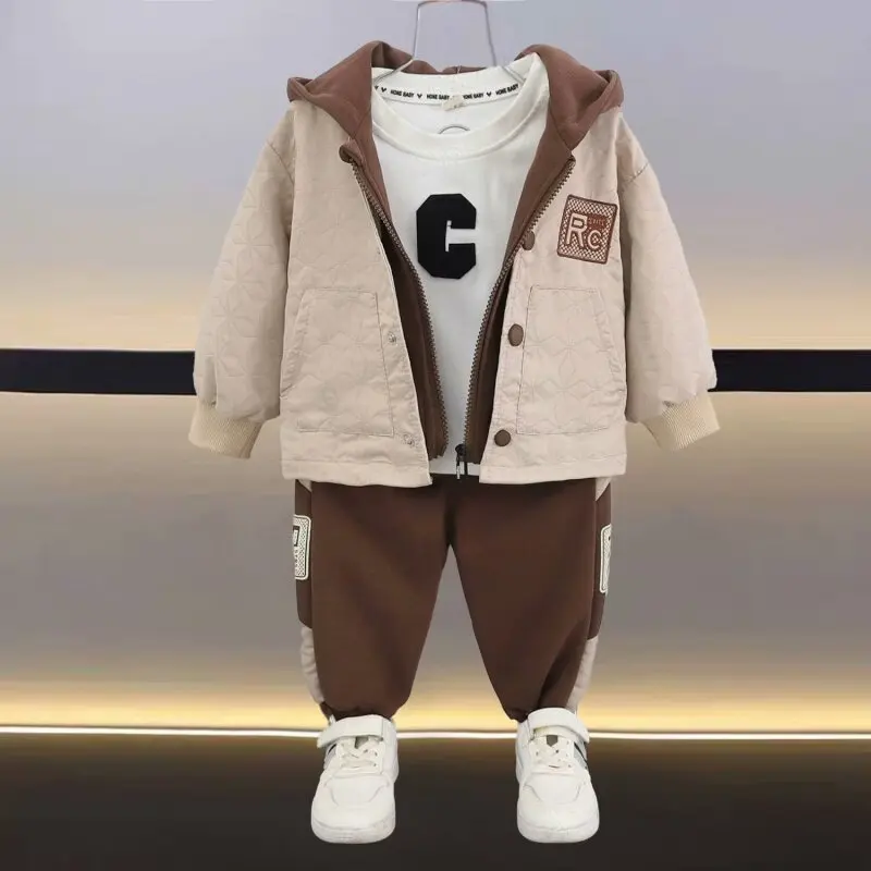 

Spring and Autumn New Products Boys Clothes Set Cute Cotton Hooded Coat + Pants 2PCS Set Casual Kids Sportswear