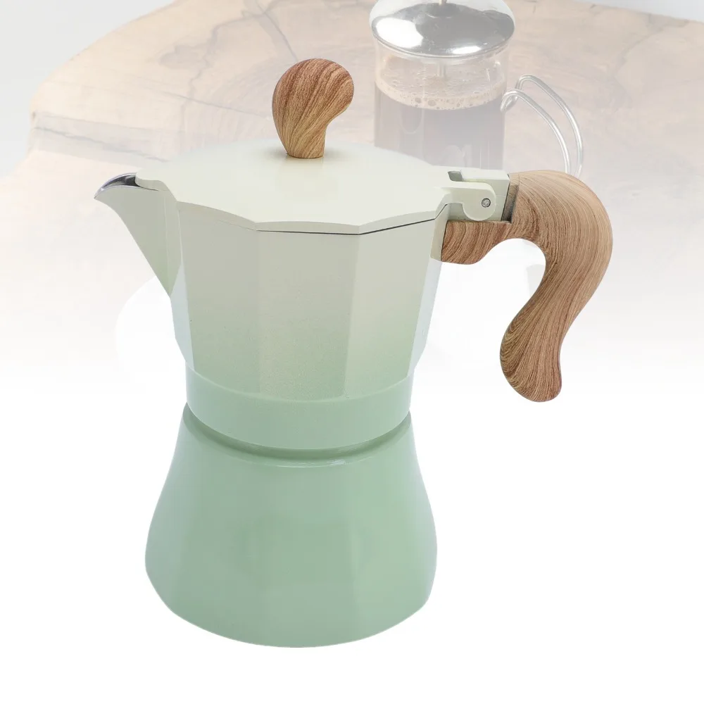 150ml Capacity Stovetop Coffee Maker Aluminum Construction Gradient Green MokaPot Single Valve Gradient Pink Cuban Coffee Maker