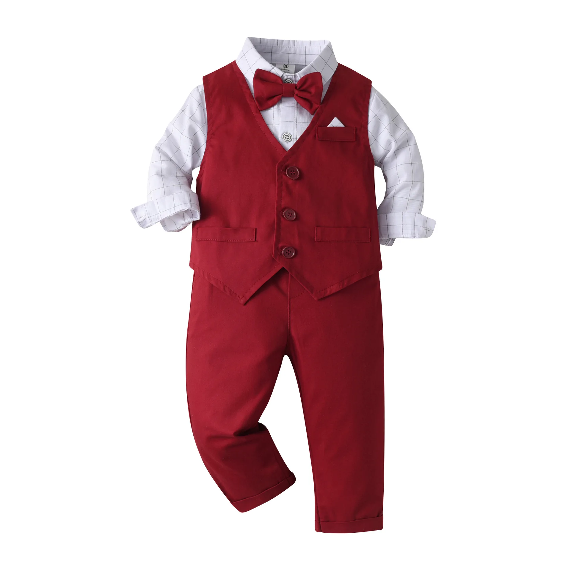 

New Arrival Gentleman Bowtie Decorated Boys 3-piece Vest Set /Flower Boy Clothes 3503