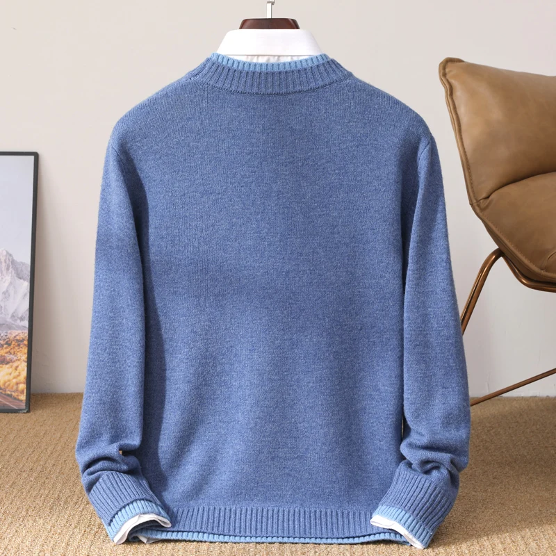 Herentrui 100% merinowollen trui Heren halfhoge opstaande kraag Gebreide trui Casual zakelijke warme trui Herfst Winter