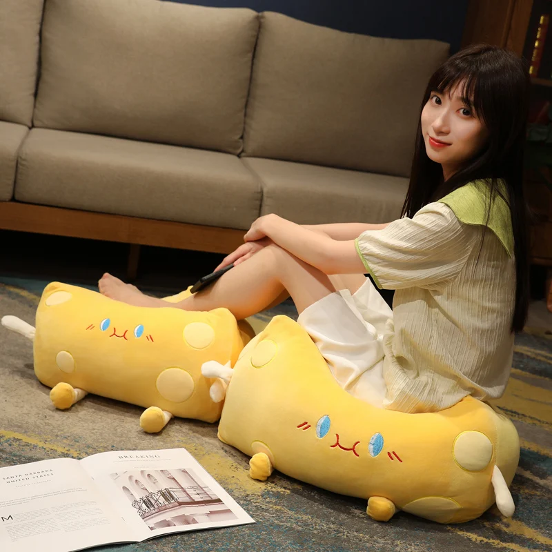 20-50cm Funny Cheese Plushie Toys Simulation Pillow Stuffed Soft Creative Animal Cheese Plush Cushion Birthday Gifts