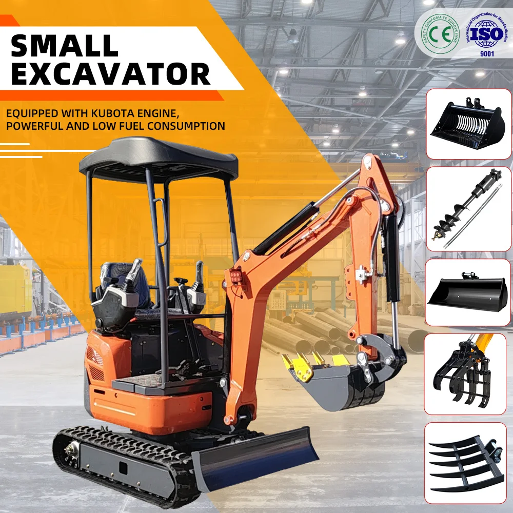 حفارات صغيرة 1.2 طن EPA EURO 5 DDP شحن حفار صغير هيدروليكي بالجملة رخيص 1.5 طن حفارة مدمجة مع مرفق #2