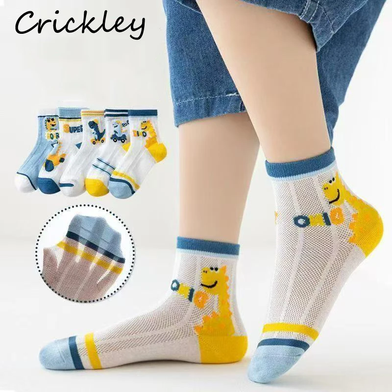

5 Pairs/Lot Cartoon Dinosaur Boys Girls Socks Summer Mesh Rabbit Kids Socks Soft Breathable Toddler Children Socks Accessories