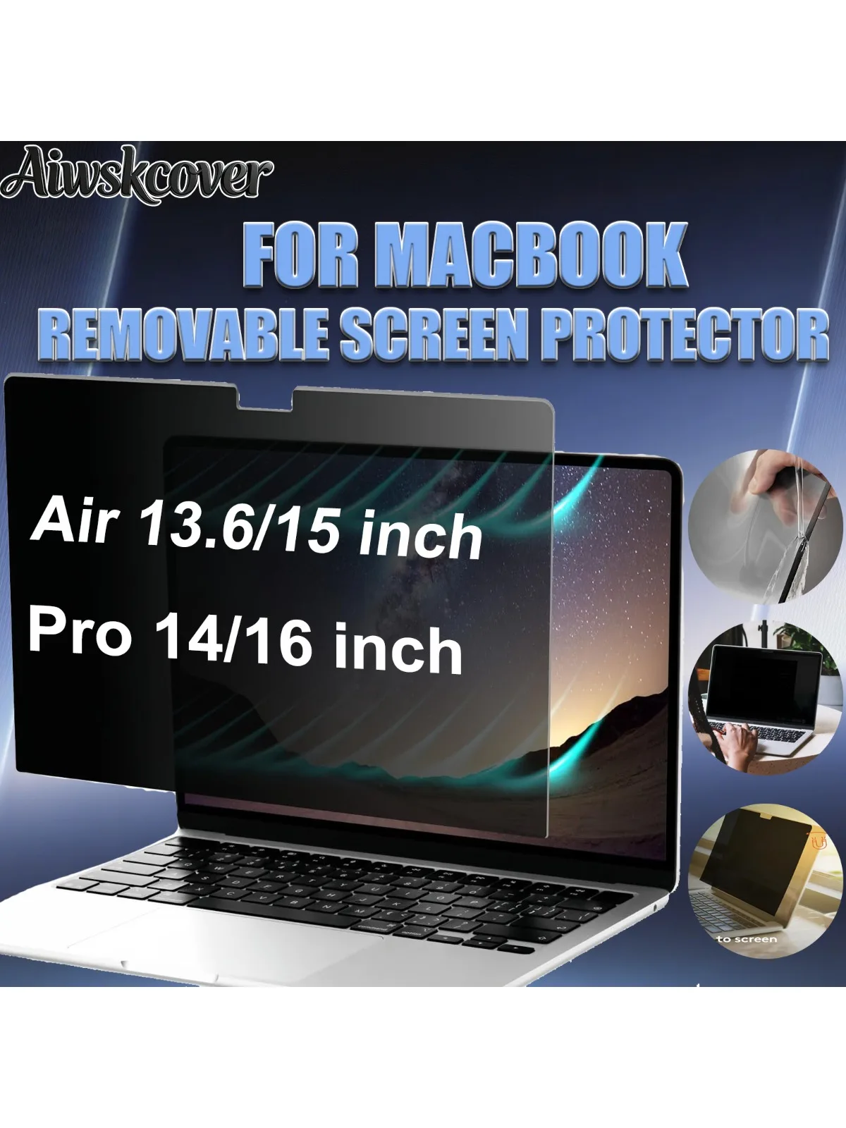 Zdejmowana magnetyczna osłona prywatności do MacBooka Air 13,6/15 cali 2022-2026 (M5 M4 M3 M2), matowa osłona prywatności do Pro 14/16 cali — zdjęcie produktu 7