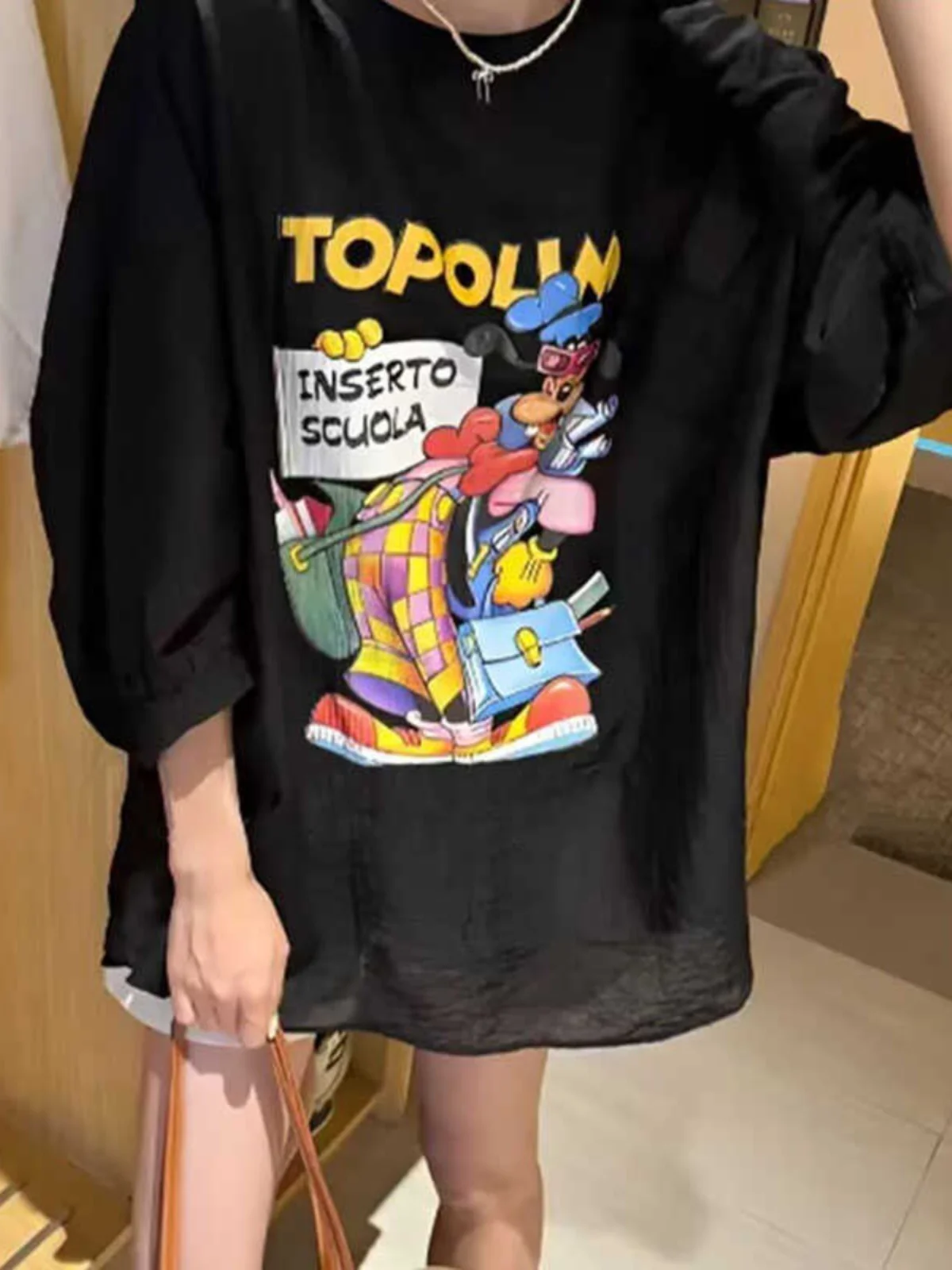 

Casual round Ne ort Sve T-irt Women's Loose Slimming Unique Top Summer New Arrival Cartoon Print Versatile Comfortable