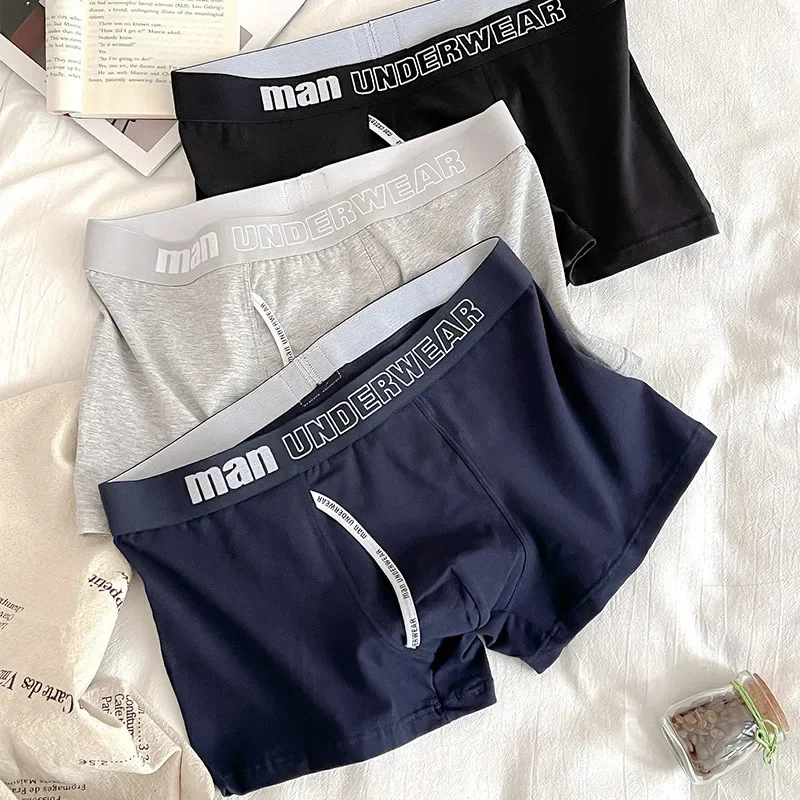 1 MEN\'S Underwear Cotton Boxer Shorts Breathable Mid-waist Boys Sports Cute Boxer Shorts Trend