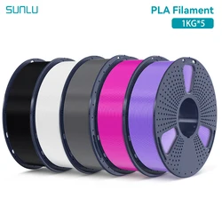 SUNLU 5KG PLA-filament 1,75 mm 5 rollen 1 kg spoel (2,2 lbs) netjes gewonden filament geschikt voor de meeste FDM-printers