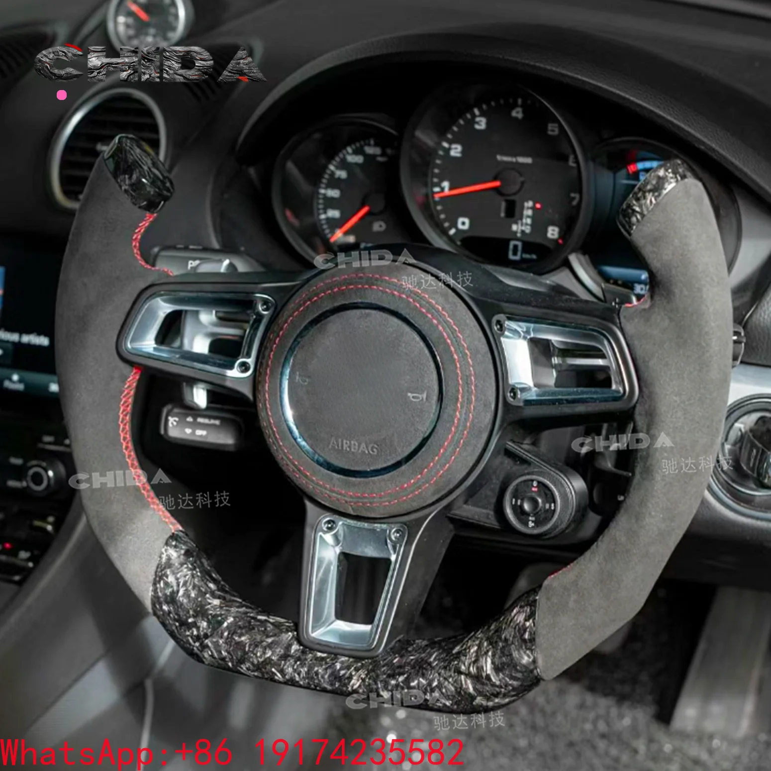 

Forged Carbon Fibre Suede Racing Steering Wheel for Macan Cayman Boxster 718 981 Taycan 911 Carrera 991 991.2 Cayenne
