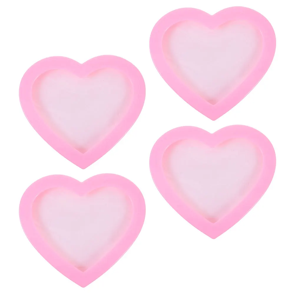 

4pcs Heart Shaped Girls Ring Box 36 Slots Jewelry Storage Organizer Clear Plastic Toddler Rings Holder Gift Box Set