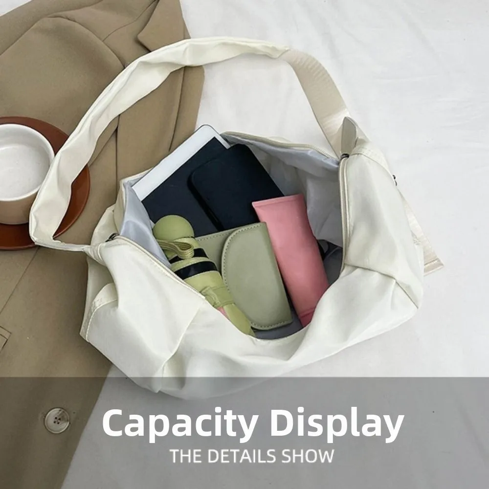 Borsa per gnocchi di grande capacità alla moda Borsa a tracolla in nylon tinta unita Borsa da viaggio leggera dal design plissettato