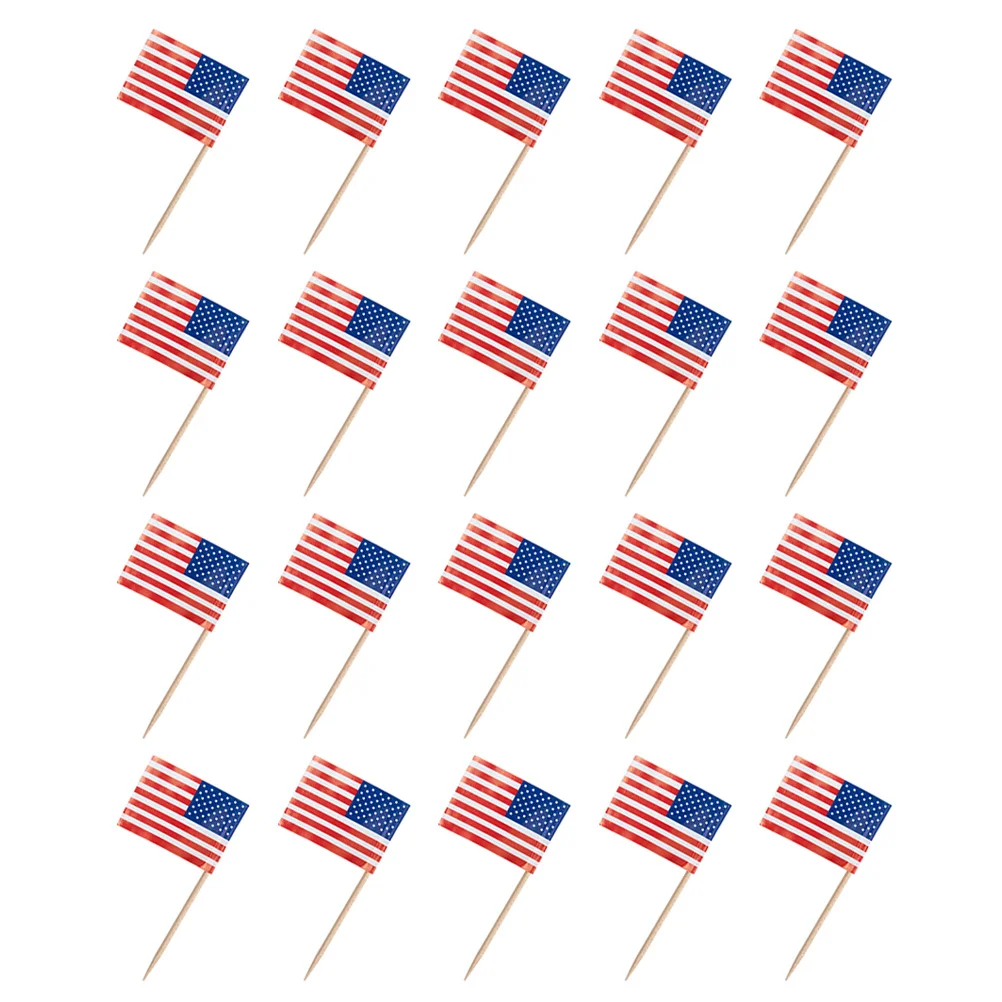 

200 Pcs American Toothpick Flag DIY Decorations Cake Decorative Picks Flags Paper Delicate Toothpicks Mini Snacks