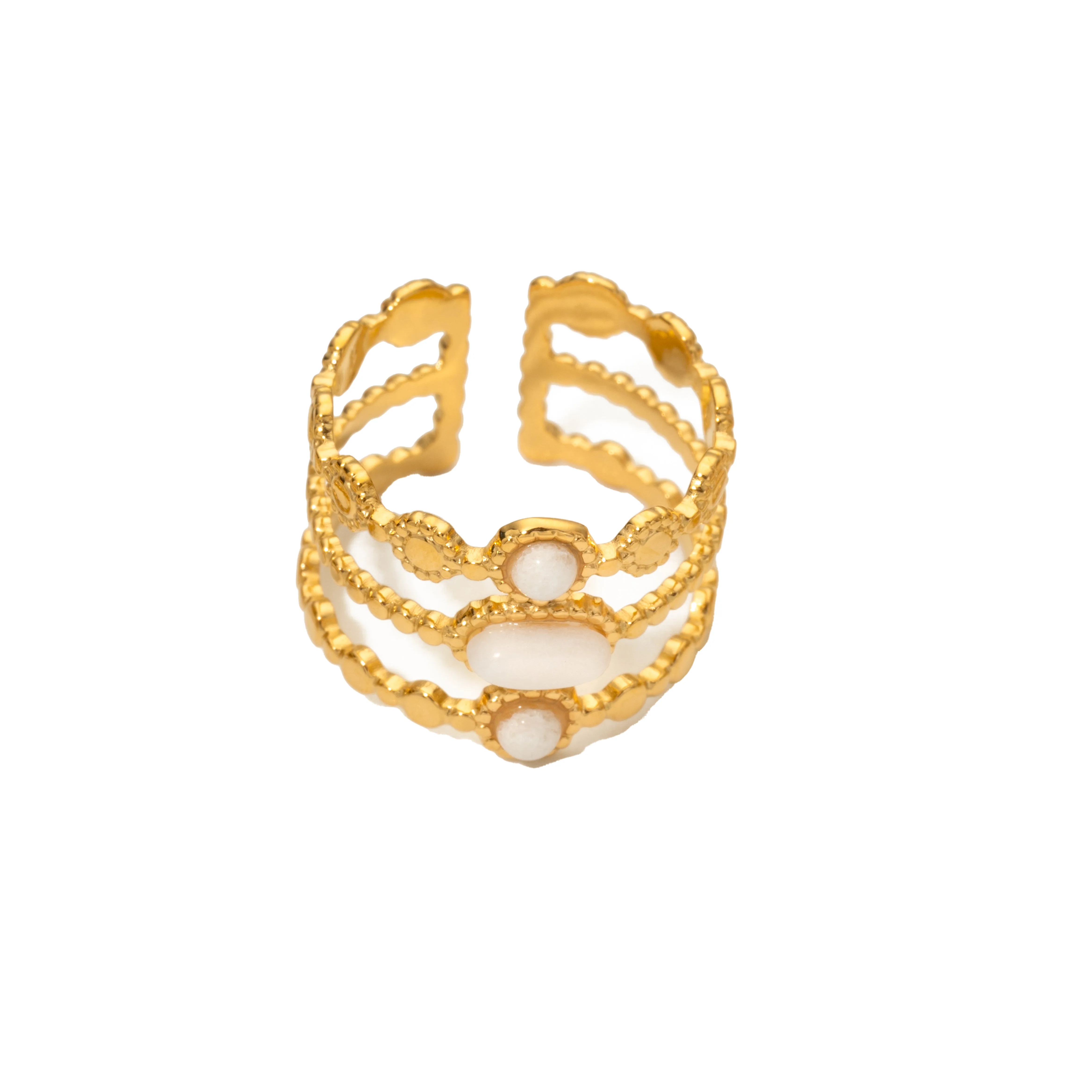 Bague émeraude en acier inoxydable pour femme, pierre naturelle, tendance atmosphérique rétro, ouverture réglable, matiques Boho