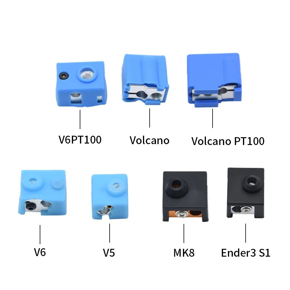 3/5/10pcs Hotend Silicone Socks for E3d V6 V5 Volcano PT100 Ender3 S1 CR10 MK8 CR6 SE 3d Printer Silicone Sleeves for Heat Block view 4
