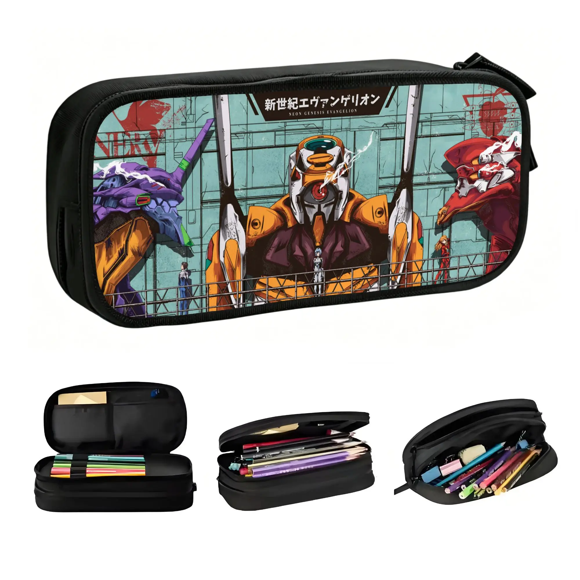 

EVA Evangelions Pencil Cases for Men Women Large Storage Anime Manga Pen Box Bag School Accessories