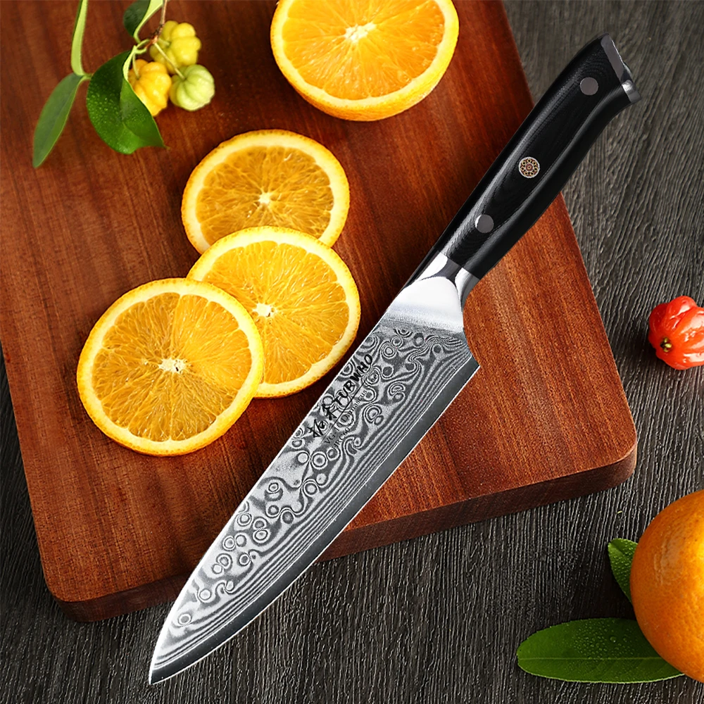 TURWHO-Japanese Style Utility Knives, 67 Layer,Damascus Steel,Utility Peeling Fruit Knife,Vegetable Meat Knife, Kitchen Tool, 5”