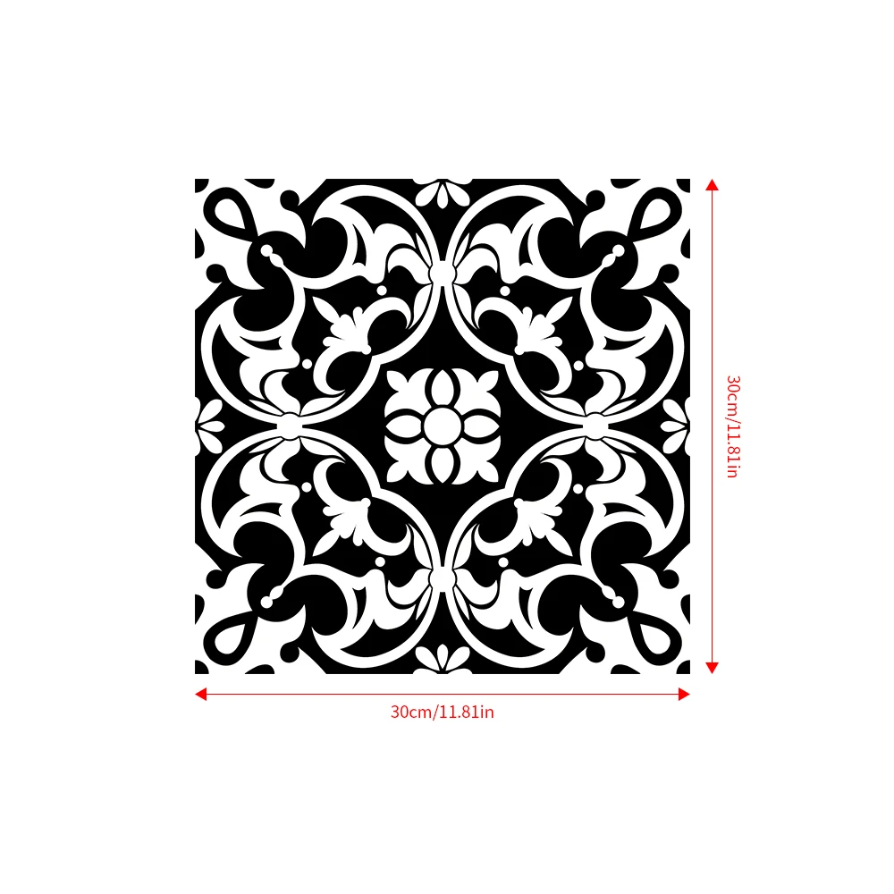 

30x30cm 10Pcs Peel and Stick Floor Tiles, Retro Geometric Self-Adhesive Vinyl Floor Stickers, Waterproof Removable Moroccan Styl