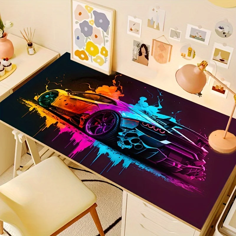 

Большой игровой коврик для мыши с ярким дизайном спортивного автомобиля, нескользящий, из натурального каучука, для ПК, компьютера, офиса, расширенный игровой коврик для мыши