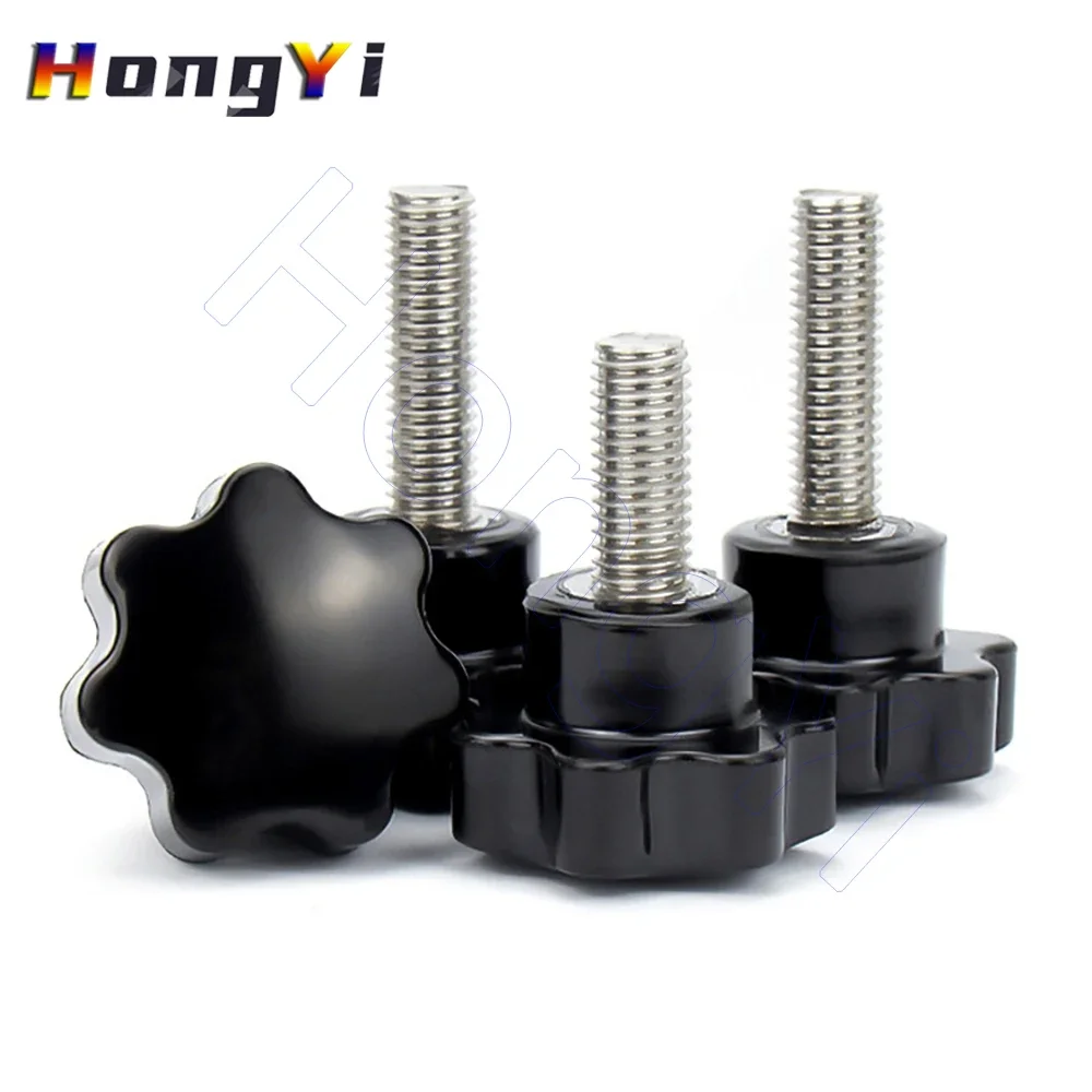 M12 M10 M8 M6 M5 M4 Hand Knob Screws 304 Stainless Plum Handle Seven-star Bakelite Head Tightening Screw Bolt Thread Clamping