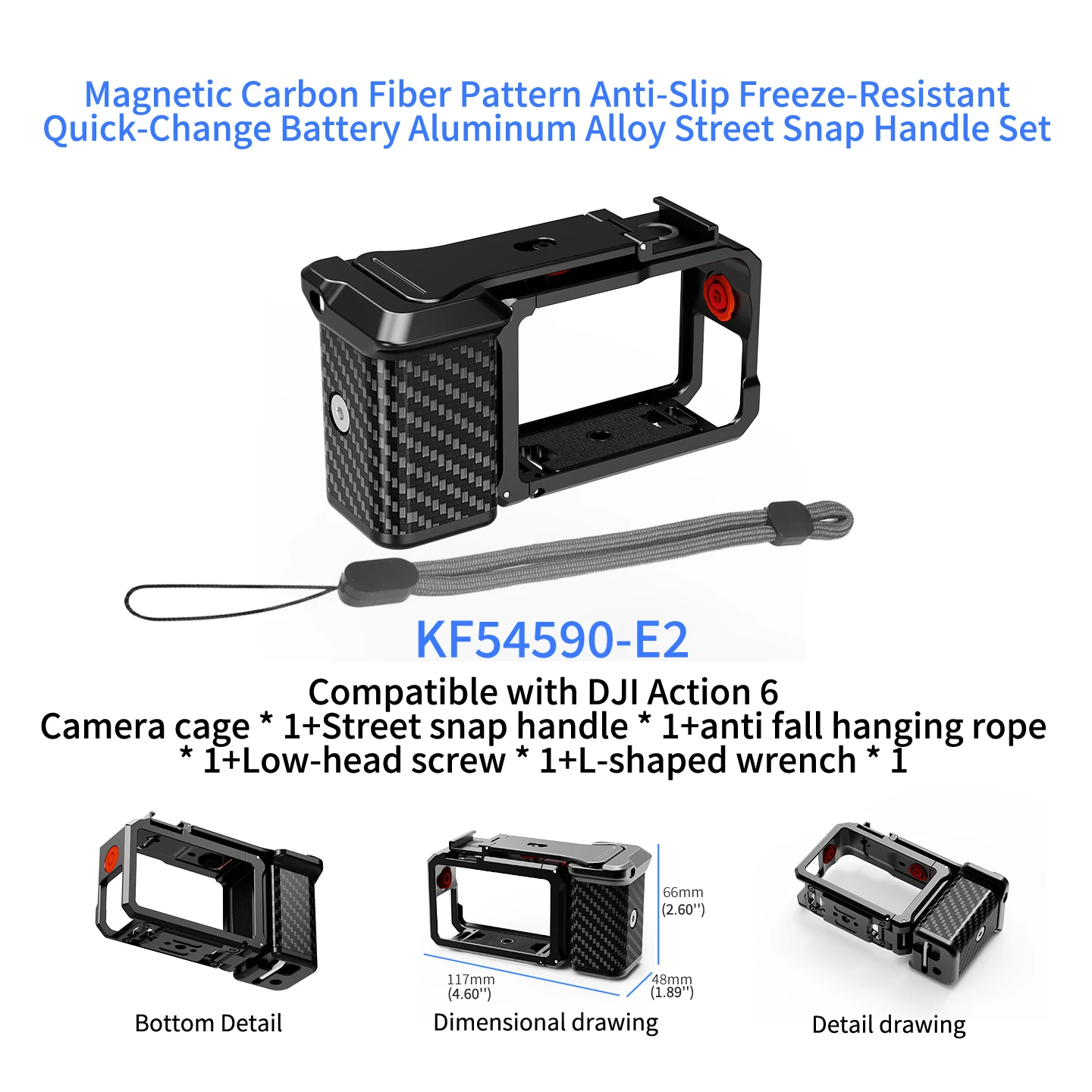 Neues Magnetisches Action6 Käfig-Griff-Set für DJI Osmo Action 6 Kamera Schnellverschluss Horizontal Vertikal Halterung Stativ Selfie-Stick – Detail 24