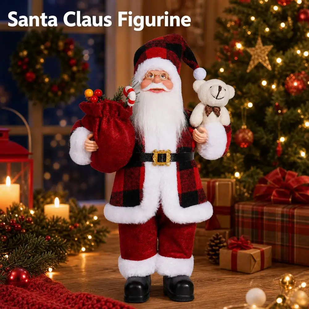Riesige 30cm Weihnachtsmann-Plüschpuppe Weiche Weihnachtsdekoration Christbaumschmuck Party-Deko für Garten und Zuhause Neujahrsgeschenk – Detail 6