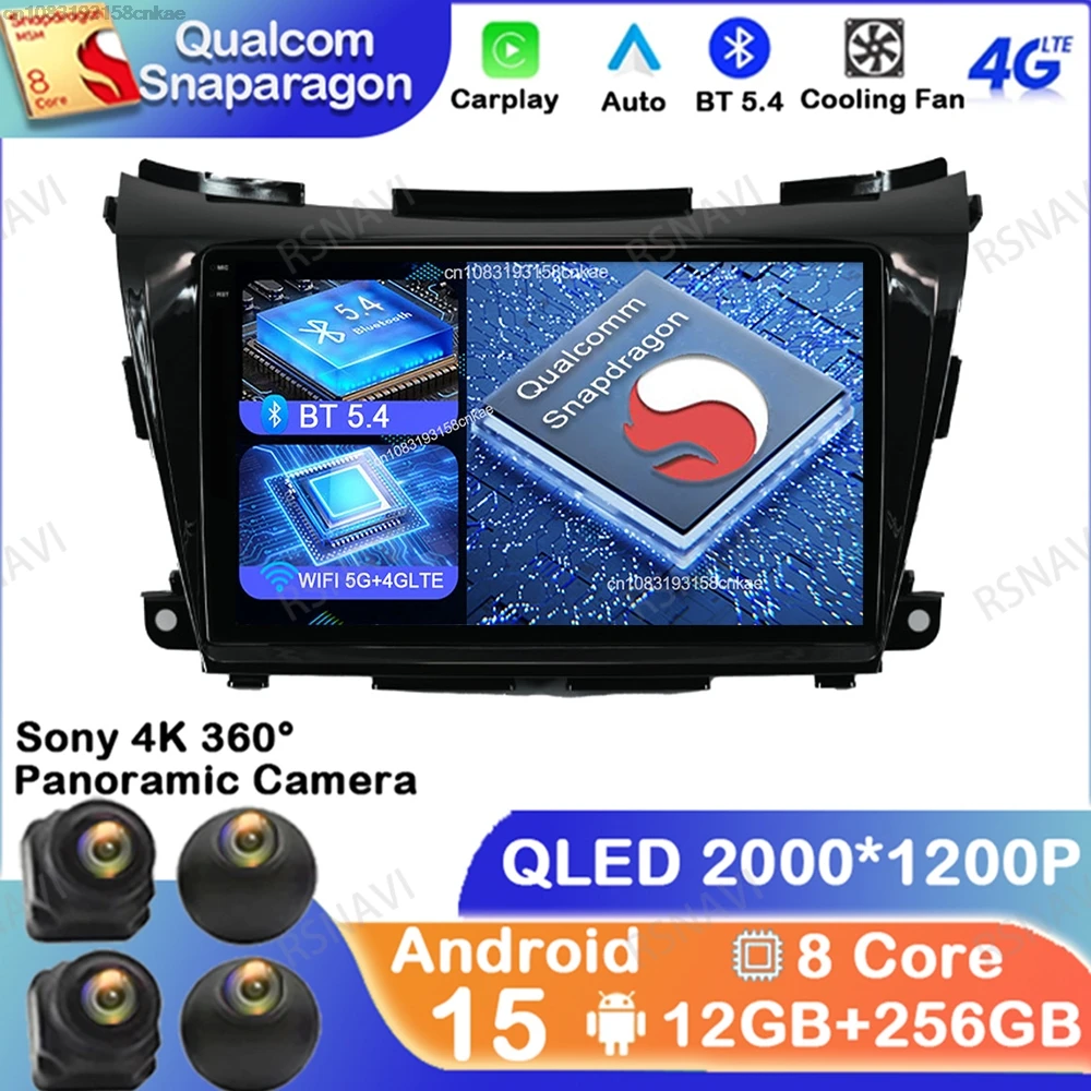 

Android 15 For Nissan Murano 3 (Z52) 2014-2020 Stereo 5G WIFI BT GPS Autoradio DSP DVD QLED Car Radio 4G LTE Viedo Player AUTO