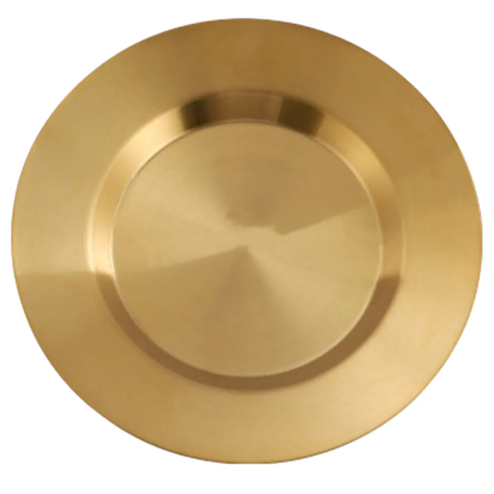 

Golden Stainless Steel Dinner Plate 20CM Flat Edge Pasta Dessert Cake Platter Easy Clean Smooth Surface For Gatherings Parties