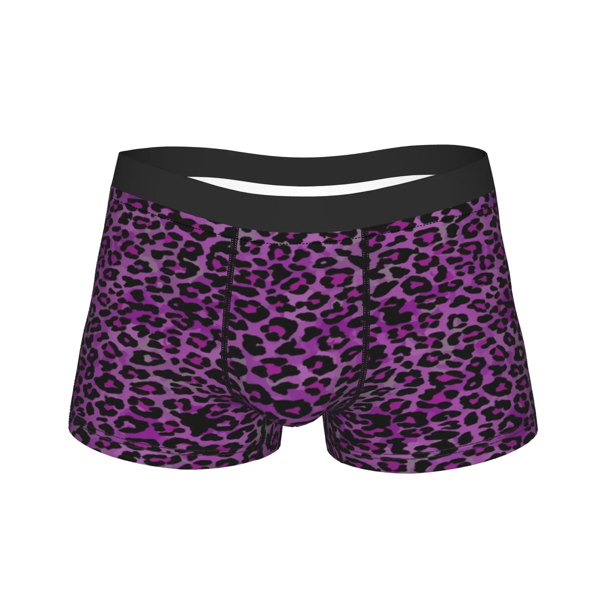 Purple Leopard  Underwear Skin Wildlife Custom DIY Boxer Shorts Trenky Men's Underpants Breathable Shorts Briefs Birthday Gift
