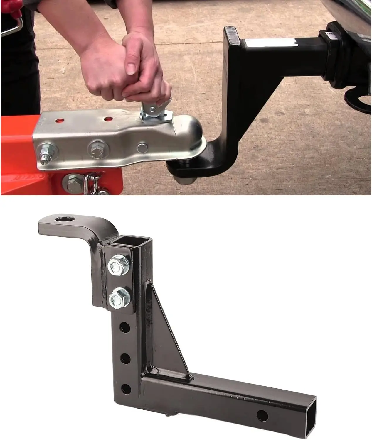 heavy-duty-10in-drop-hitch-2in-receiver-5000lbs-capacity-adjustable-height-durable-steel-rust-finish-for-rv-trailer-towing