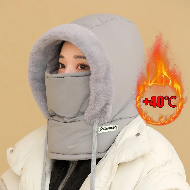 Winter Thermal Plushy Balaclava Scarf Outdoor Sports Ski Face Mask Neck Warmer Hood Hat Windproof Cold Warm Riding Cap