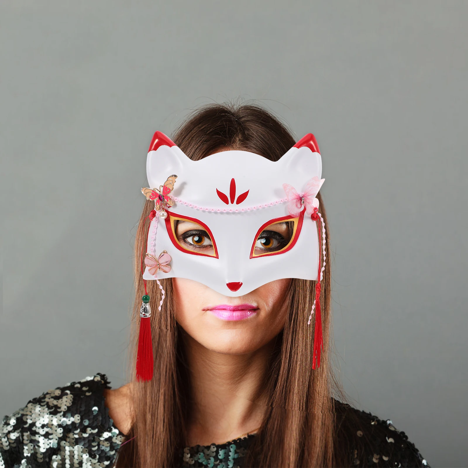 Maschera di volpe Costume di Halloween Puntelli per feste Maschere a mezza faccia in plastica Accessori per decorazioni adorabili Spettacolo teatrale Uso per adulti