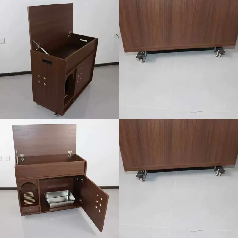 Luxury Wooden Cat Furniture Hidden Litter Box Cabinet Climbing Tower Toilet Nest for Cats and Dogs Living Room Decor