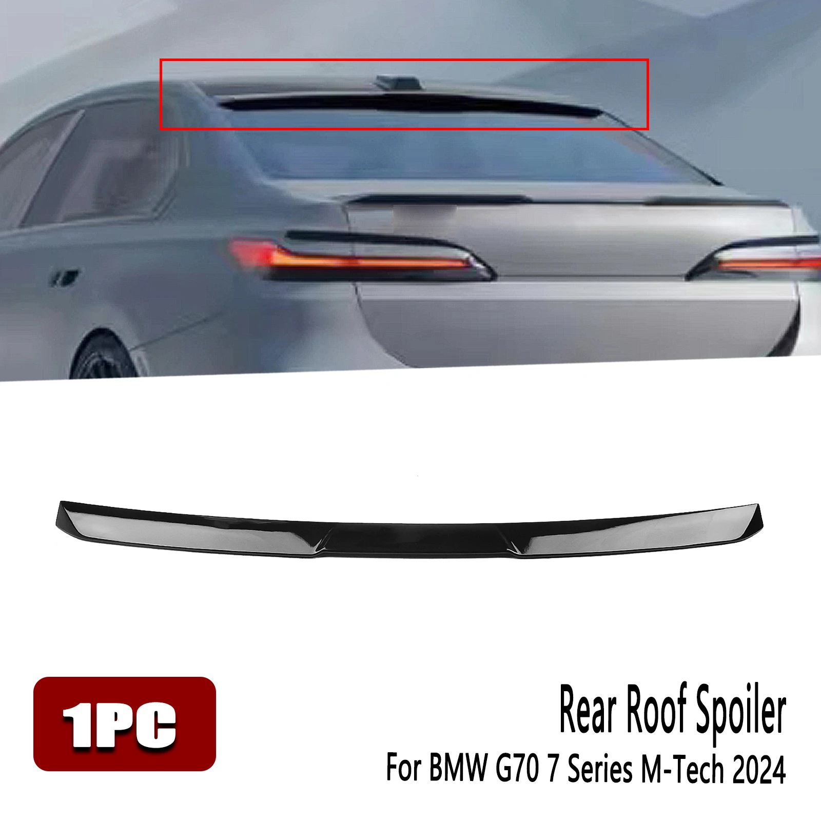 

Rear Roof Spoiler Wing For BMW 7 Series G70 M Tech 2024 Glossy Black Tailgate Trunk Lid Window Upper Splitter Lip