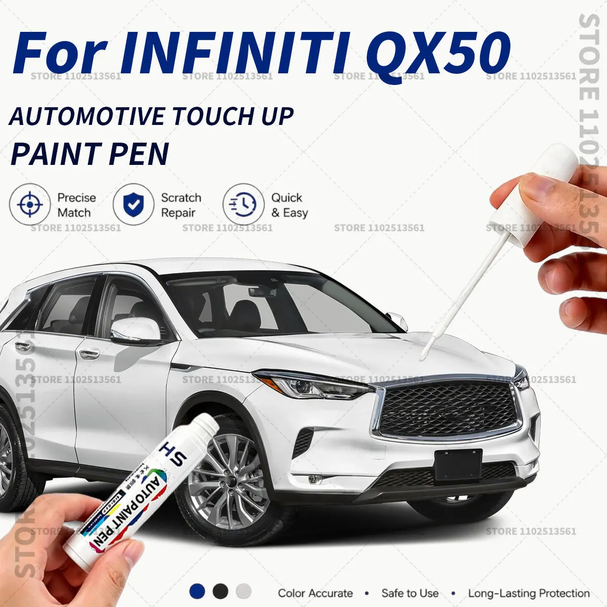 

For INFINITI QX50 White Black Professional Car Touch Up Paint Pen Scratch Repair Paint Brush for Automotive Paint Restoration