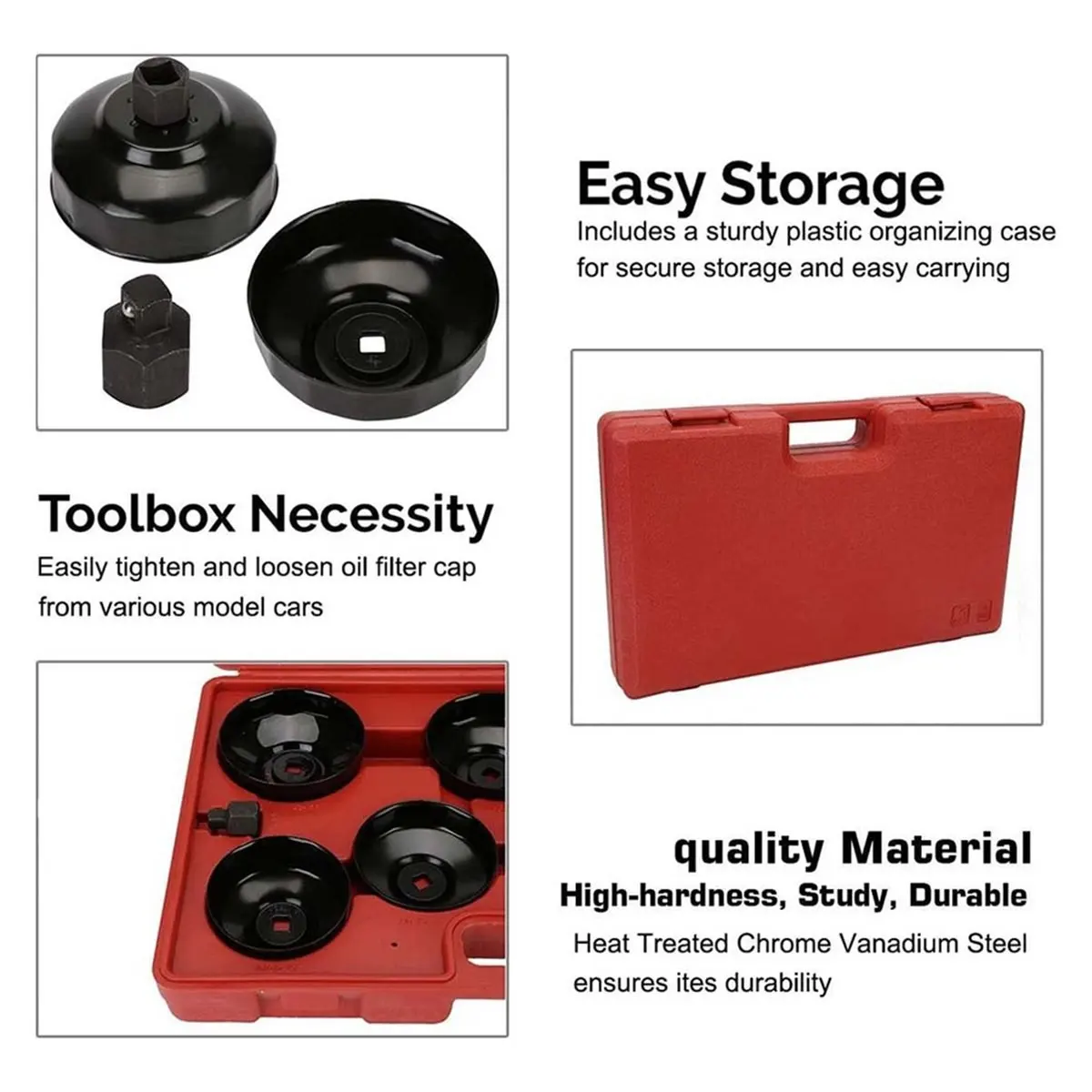 *ABAB 16Pcs Oil Filter Wrench Set - Comprehensive Cup & Socket Removal Tool Kit for Efficient Car Maintenance