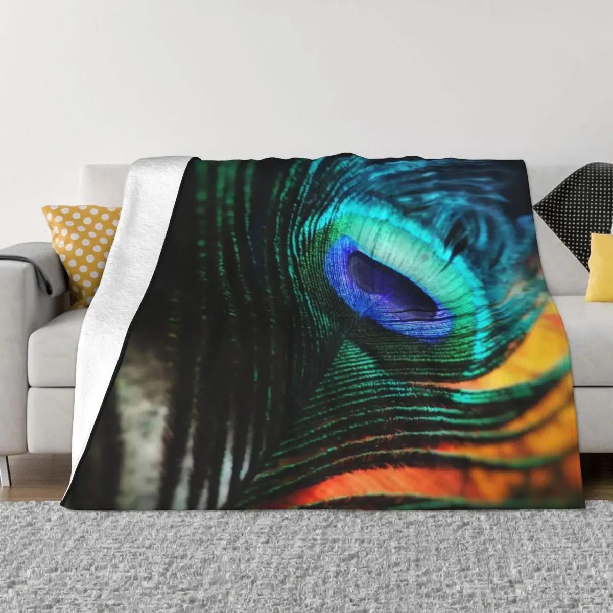 Peacock Feathers Throw Blanket Cute Plaid Beautifuls Bed Fashionable Blankets