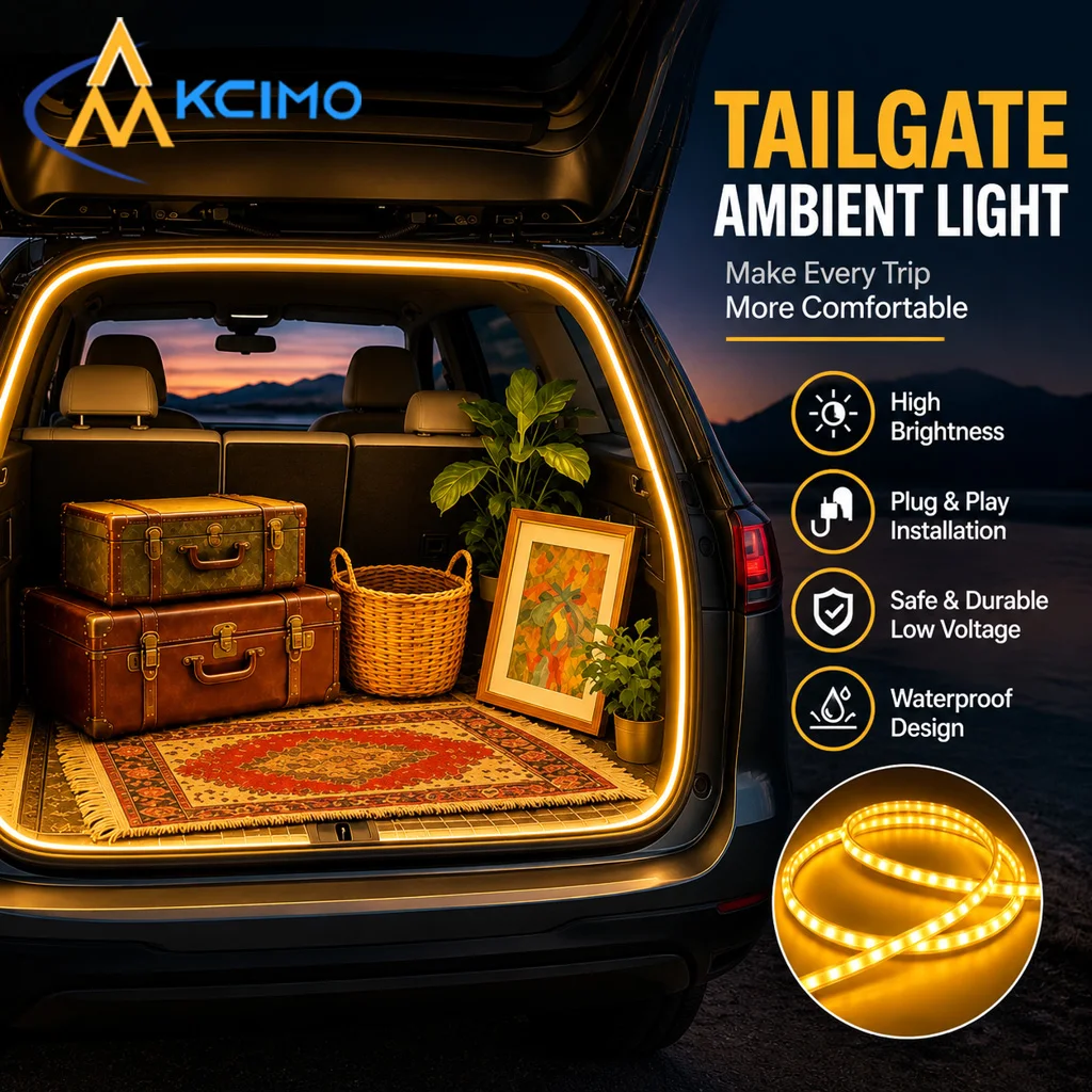 1Pc Multifunctional LED Light Bar Car Trunk Tailgate Ambient Strip Cargo Area Lamp Portable Auto Interior & Camping Lighting