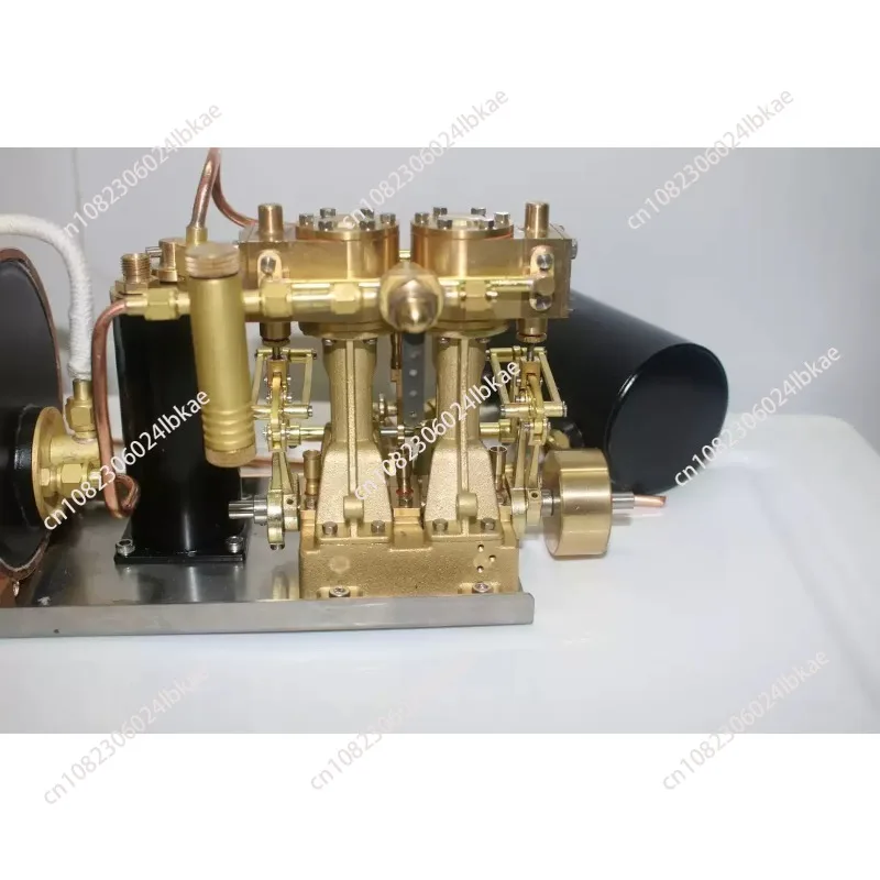 Two-Cylinder Reciprocating Steam Engine Power Group, Retro Model, And Single Vertical Horizontal Boiler Model