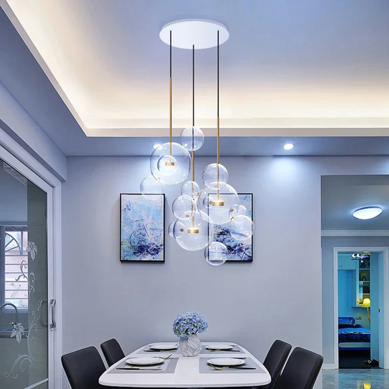 Clear glass ball living room chandeliers art deco bubble lamp shades chandelier Modern indoor lighting restaurant