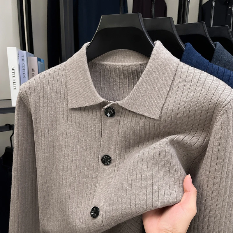 

2025 Autumn and Winter Brand Light Luxury High-end Fashion Trend Cardigan Men's Casual Simple Original Lapel Jacket