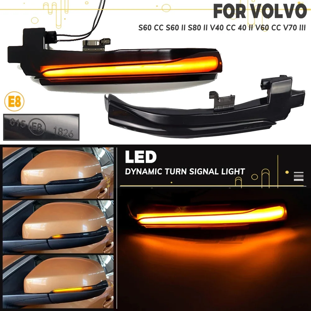 For Volvo V40 CC II S60 2011-2018 S80 V70 III Car Dynamic LED Turn Signal Light Rearview Mirror Light Indicator