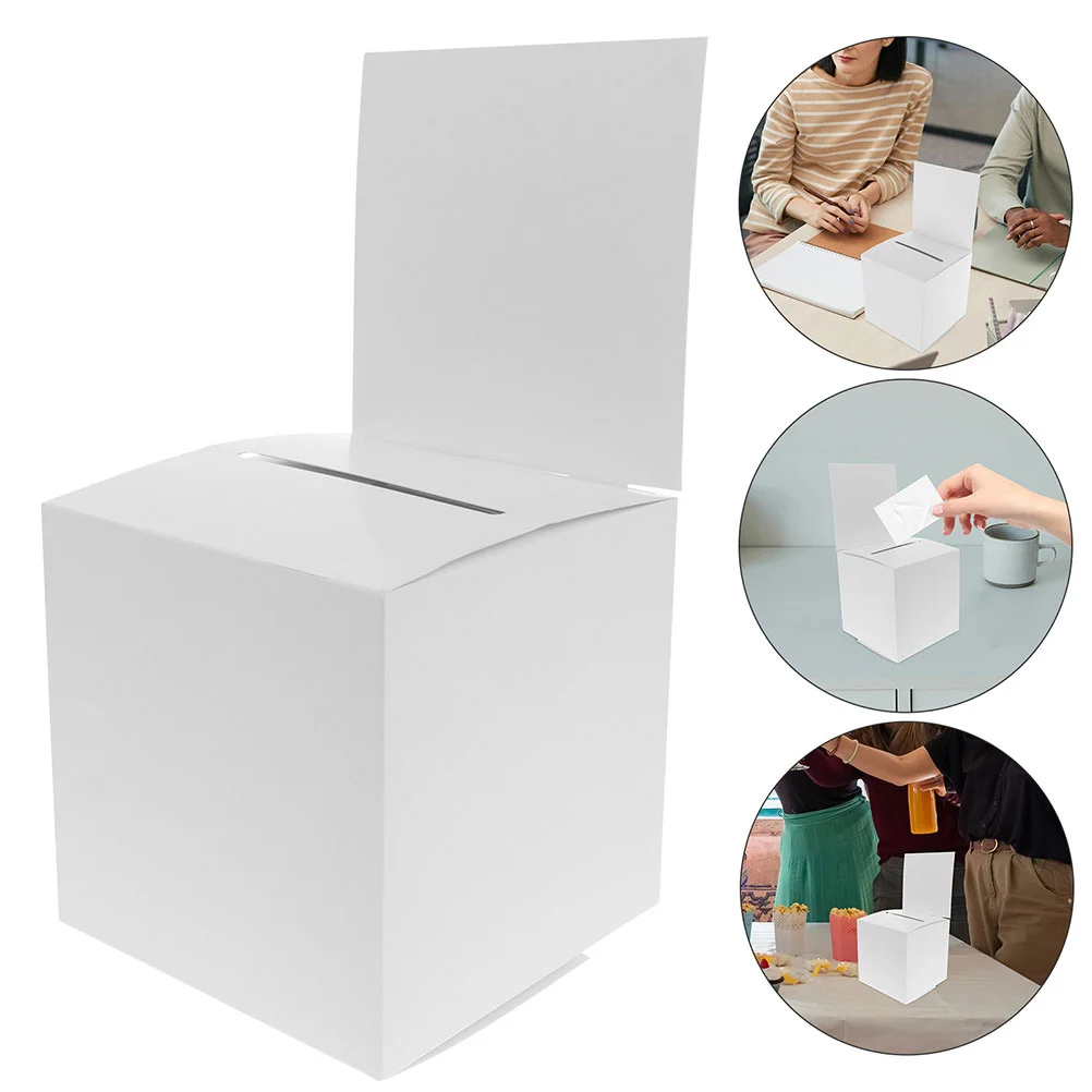 

8 Pcs White Glossy Ballot Box Lottery Box Donation Supply Storage Bin Makeup Costume Props White Holder Case Promotional Office