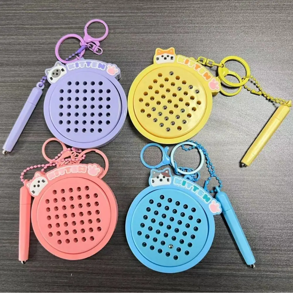 Cute Cartoon Steel Ball Drawing Board Keychain Kawali Dolls Pendant Key Ring Couple Bag Charms for Kids Birthday Gift