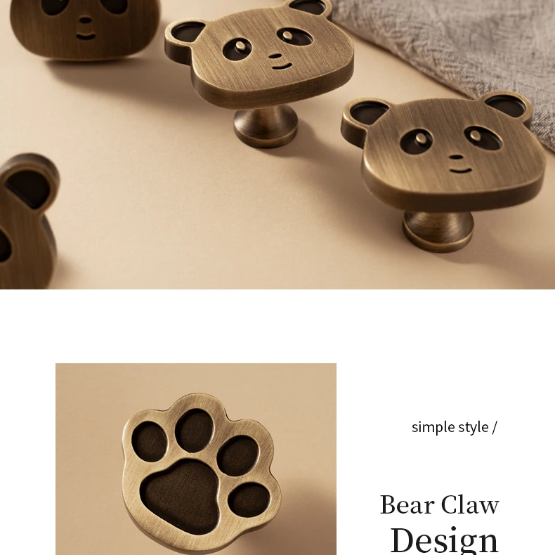 Panda furniture knob in antique brass — product image 18